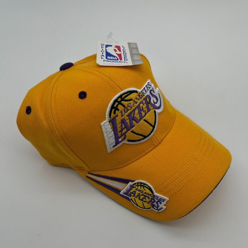 Vintage Y2K Los Angeles Lakers Annco Hat Yellow Strapback NBA Cap One‎ Size NWT